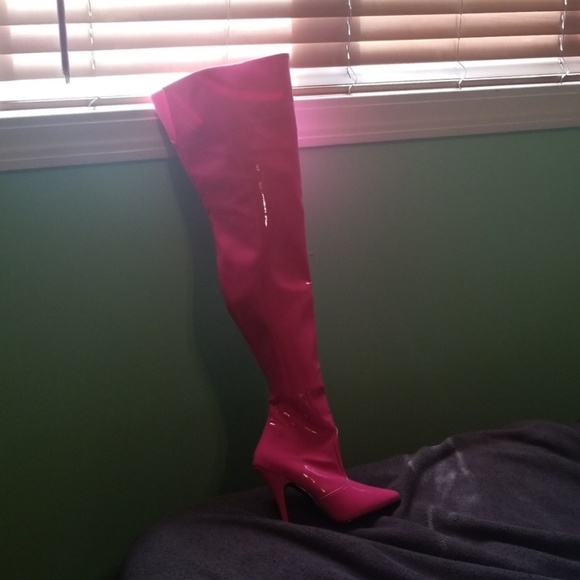 Ellie Shoes - Thigh High Boots size 8 pink